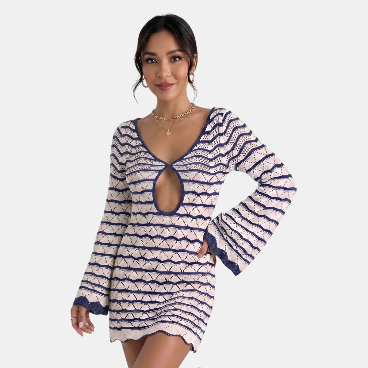 Women's Striped Boho Short Dress – Lightweight and Stylish Summer Beach Dress