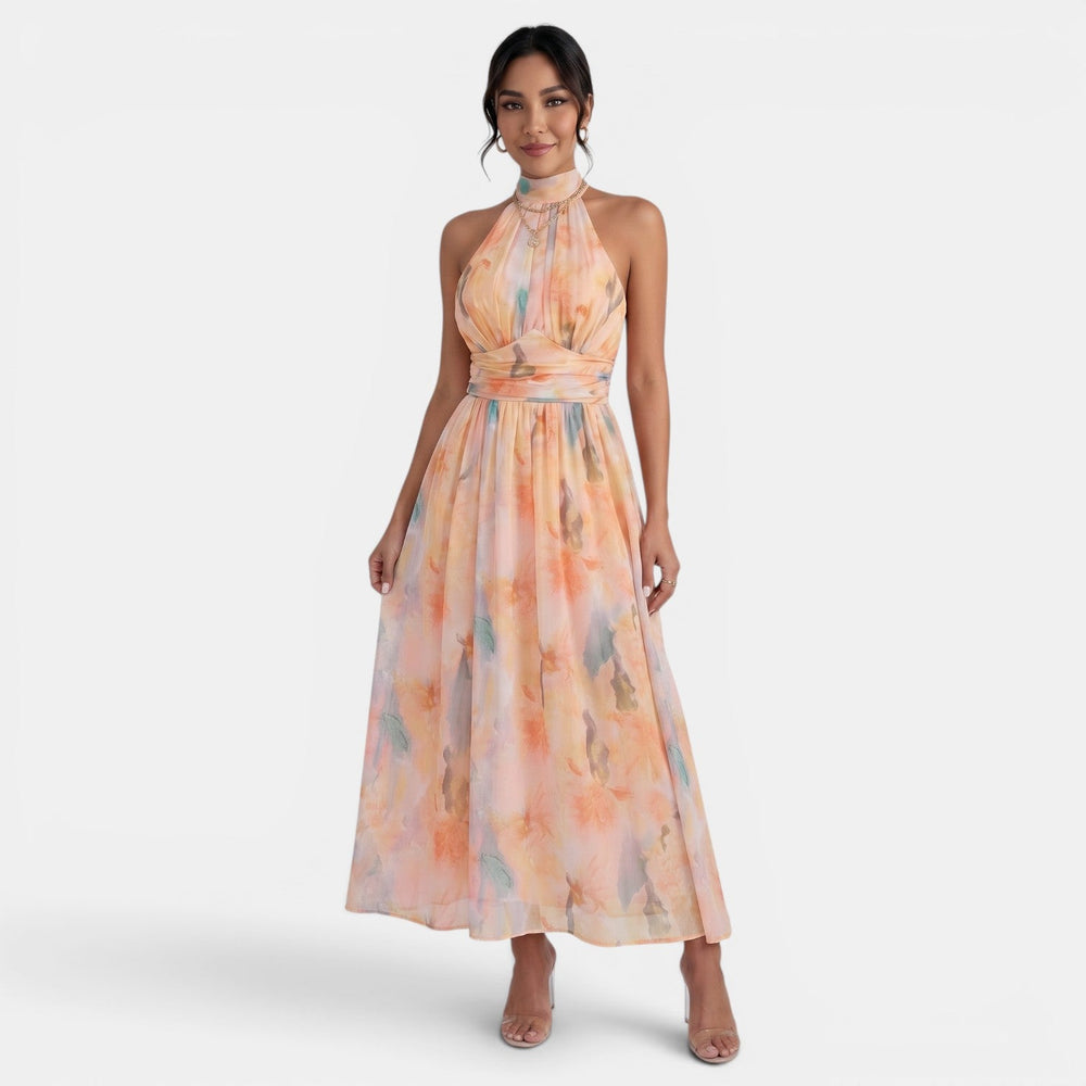 Women's Floral Sleeveless Open-Back Dress