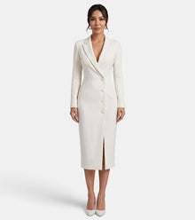 Premium White Women's Midi Blazer Dress