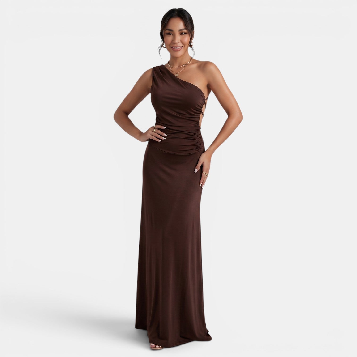 Women's Brown Open-Back Dress