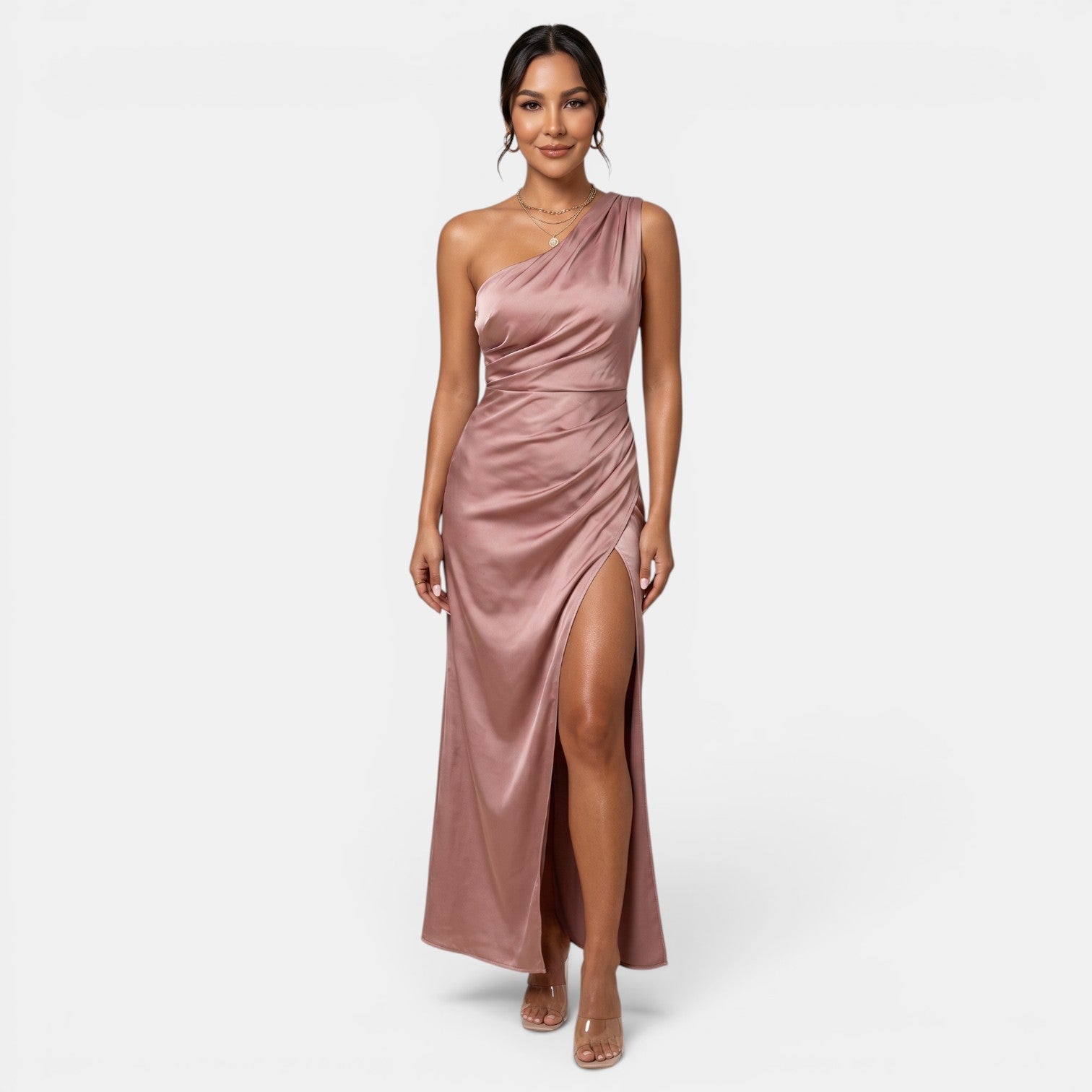 Women's One-Shoulder Satin Dress