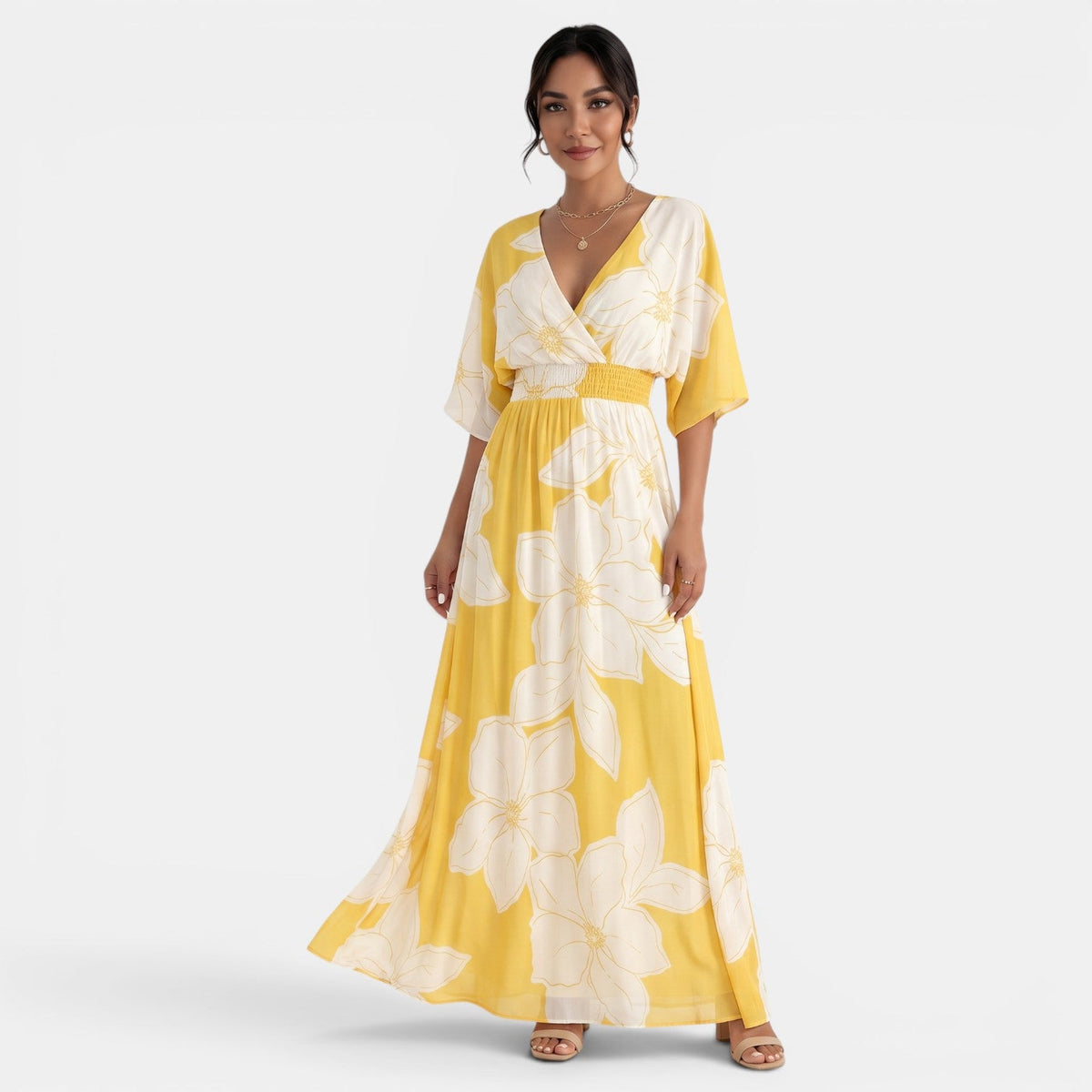 Women's V-Neck Floral Maxi Dress