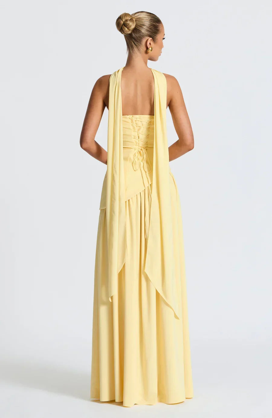 Victoria Long Dress Woman – Two-tone Strapless Evening Dress with High Slit & Matching Scarf
