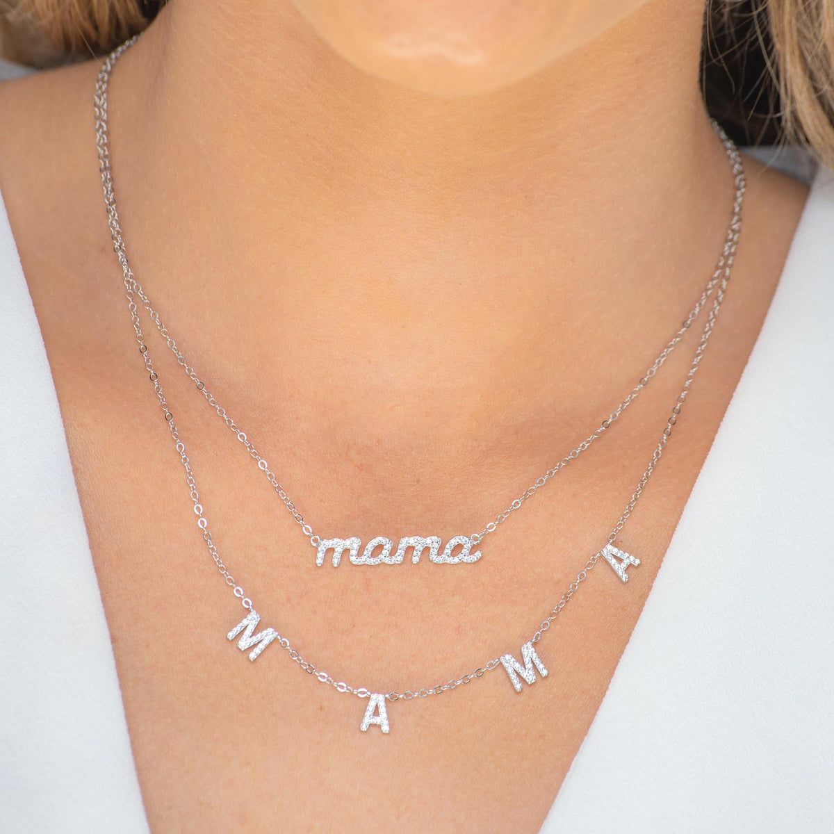 MAMA Sapphire Nameplate Necklace