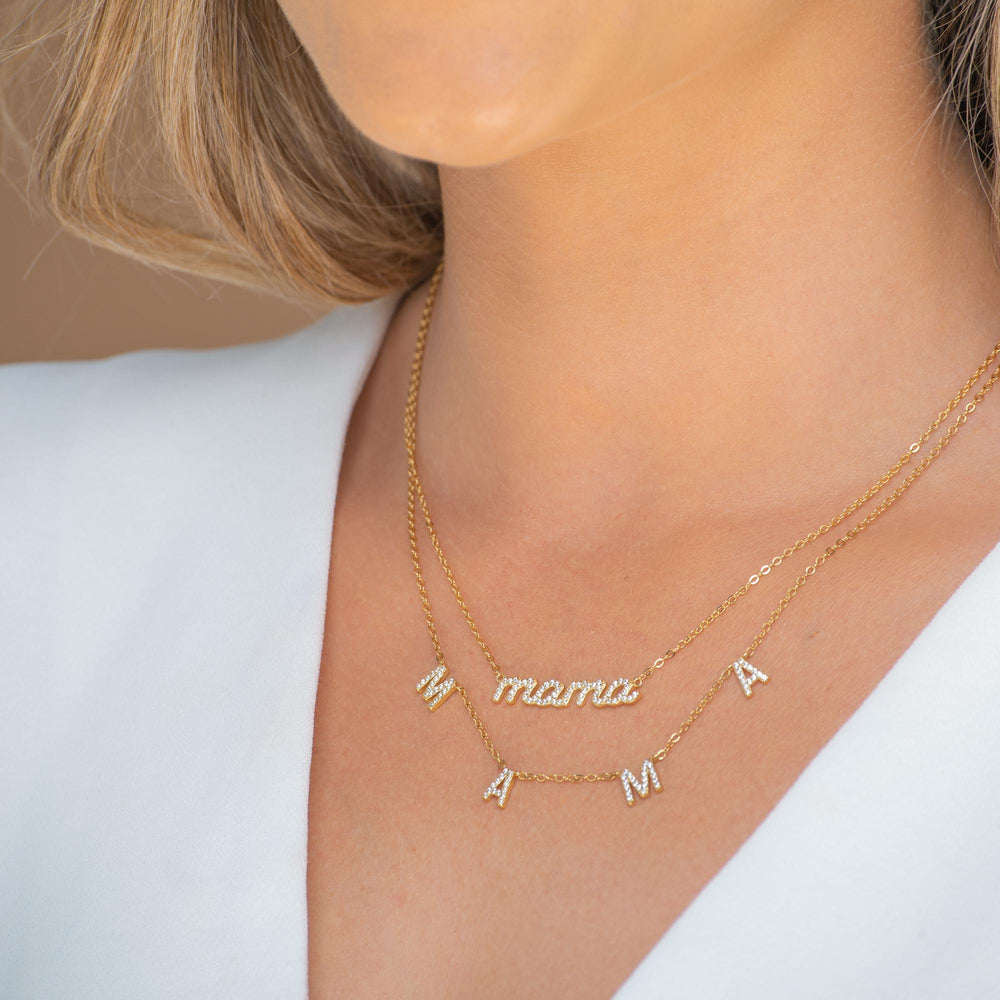 MAMA Sapphire Nameplate Necklace
