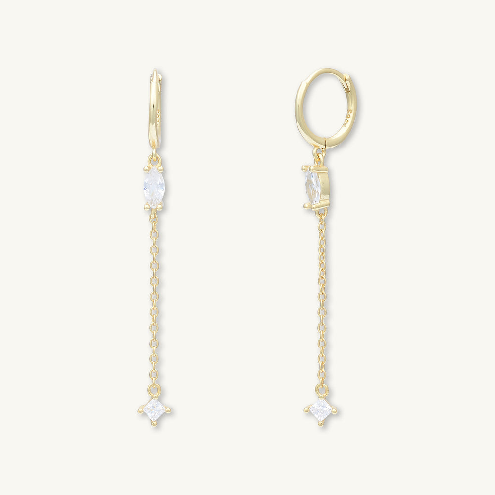 Marquise Sapphire Drop Huggie Earrings