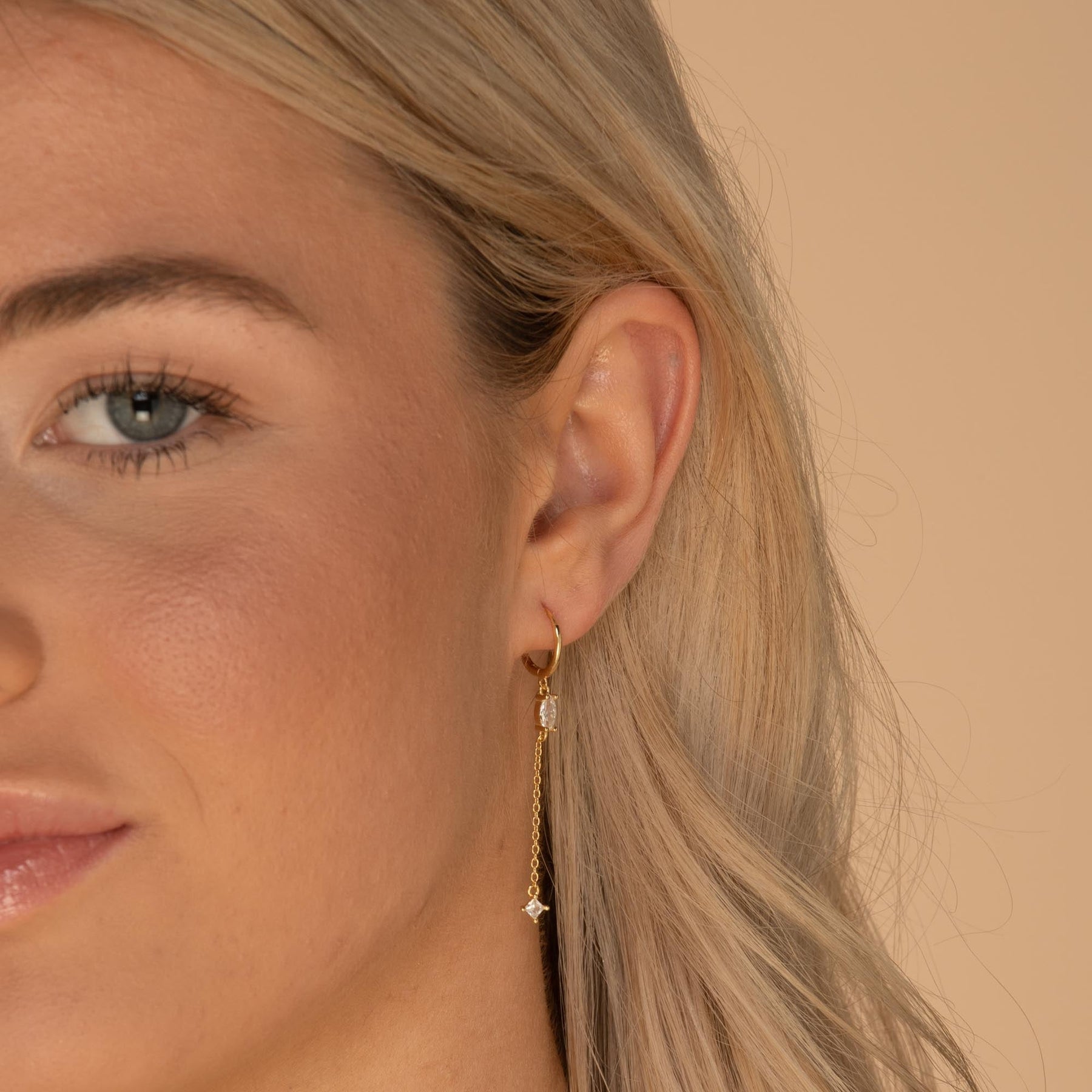 Marquise Sapphire Drop Huggie Earrings