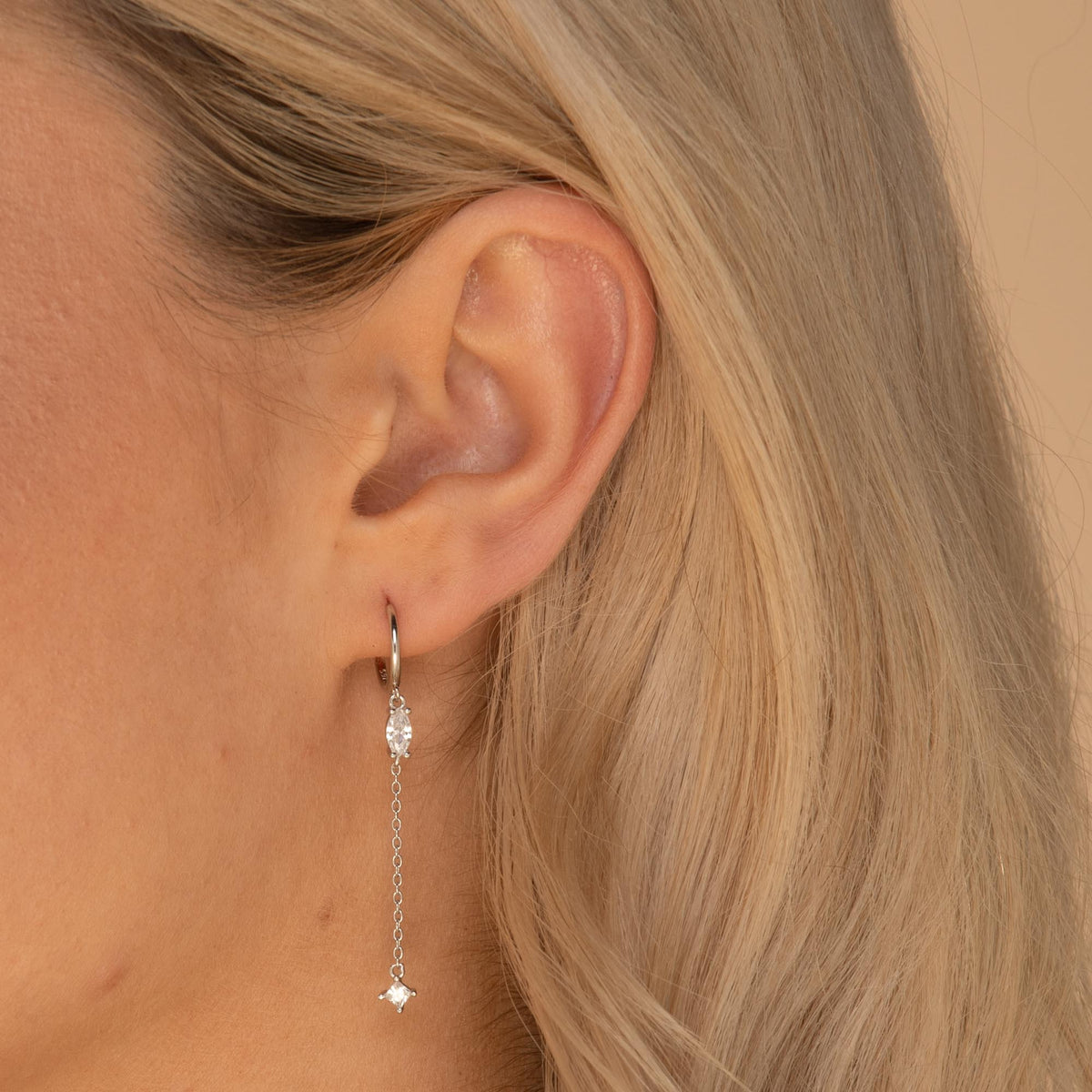 Marquise Sapphire Drop Huggie Earrings