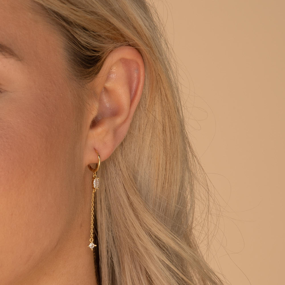Marquise Sapphire Drop Huggie Earrings
