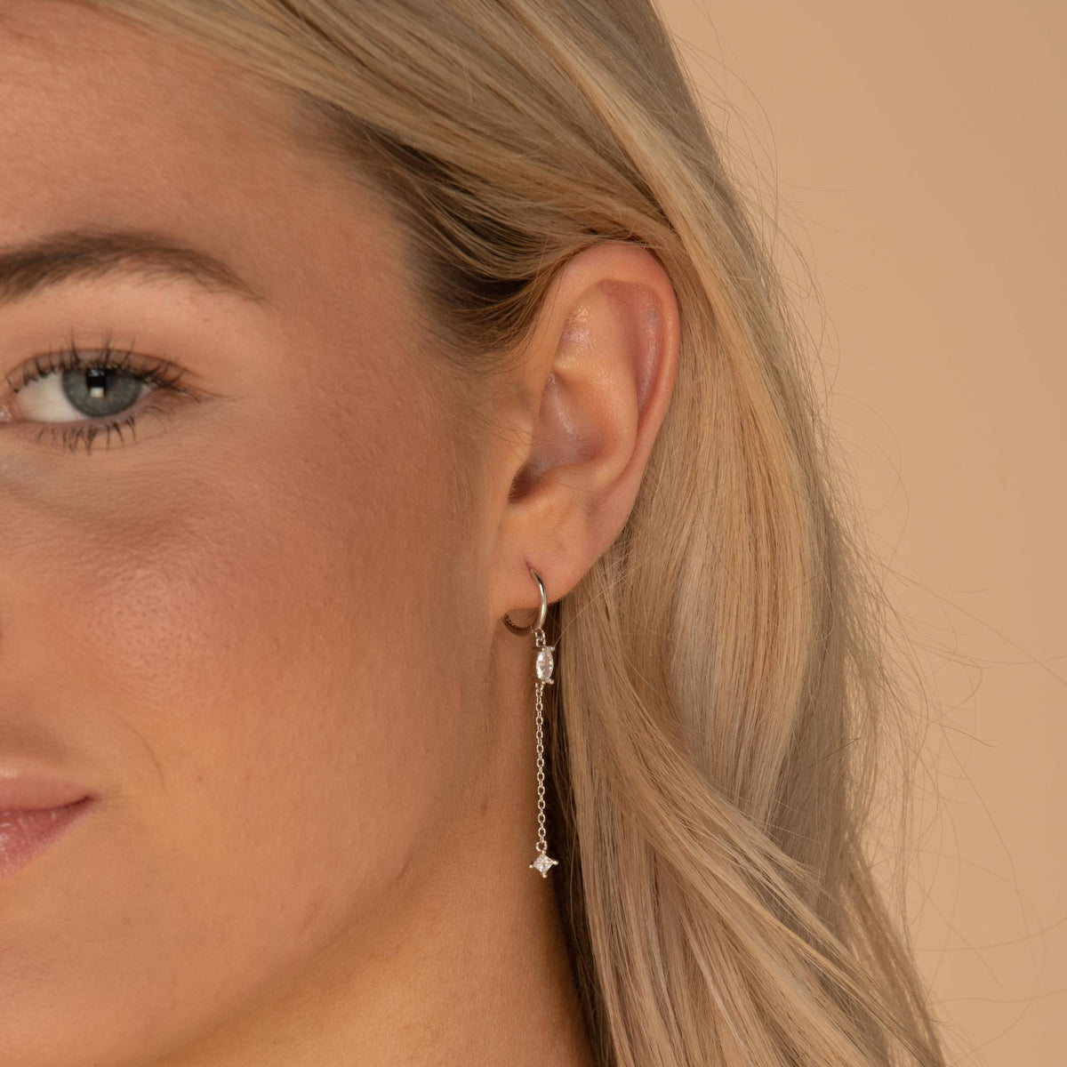 Marquise Sapphire Drop Huggie Earrings