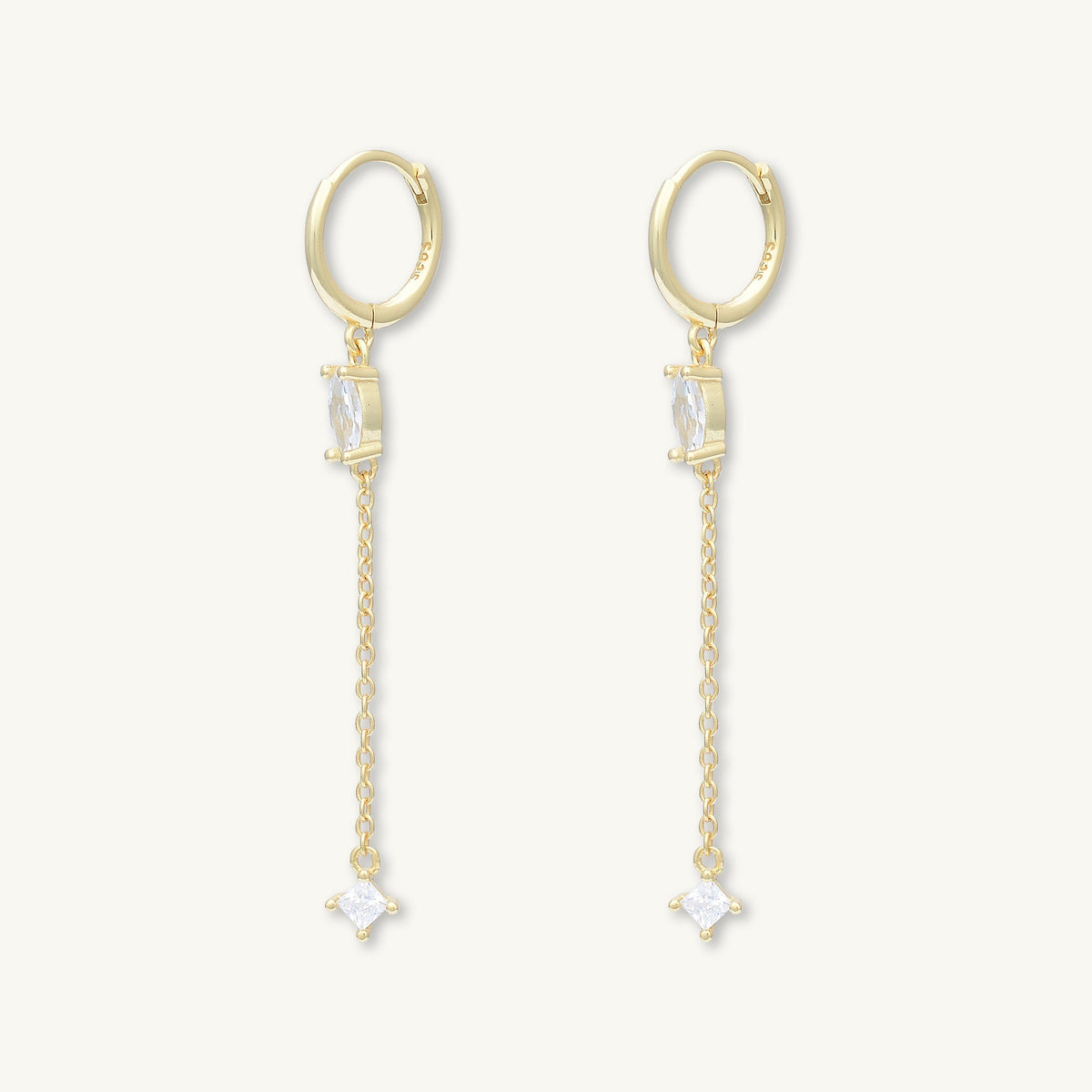 Marquise Sapphire Drop Huggie Earrings