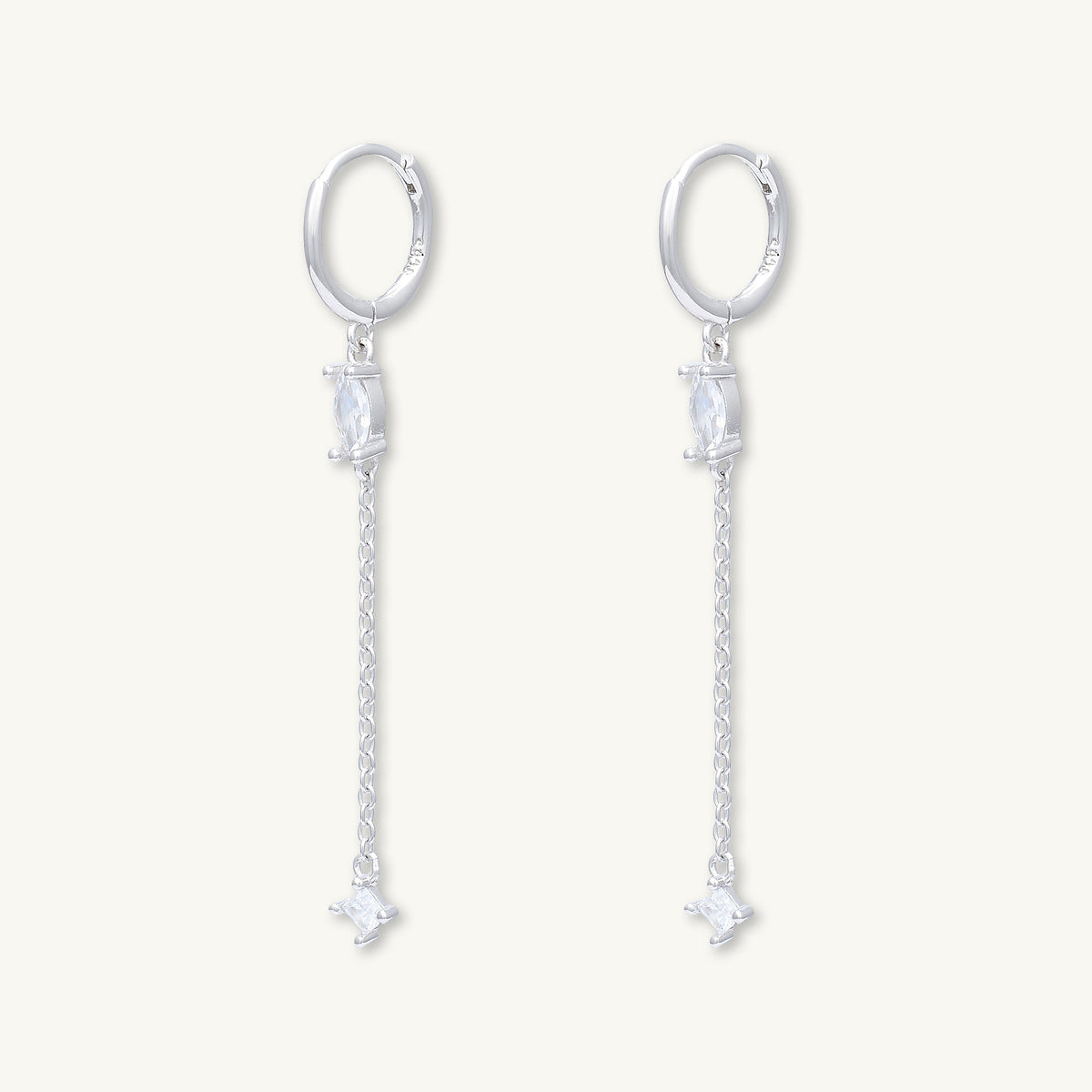 Marquise Sapphire Drop Huggie Earrings