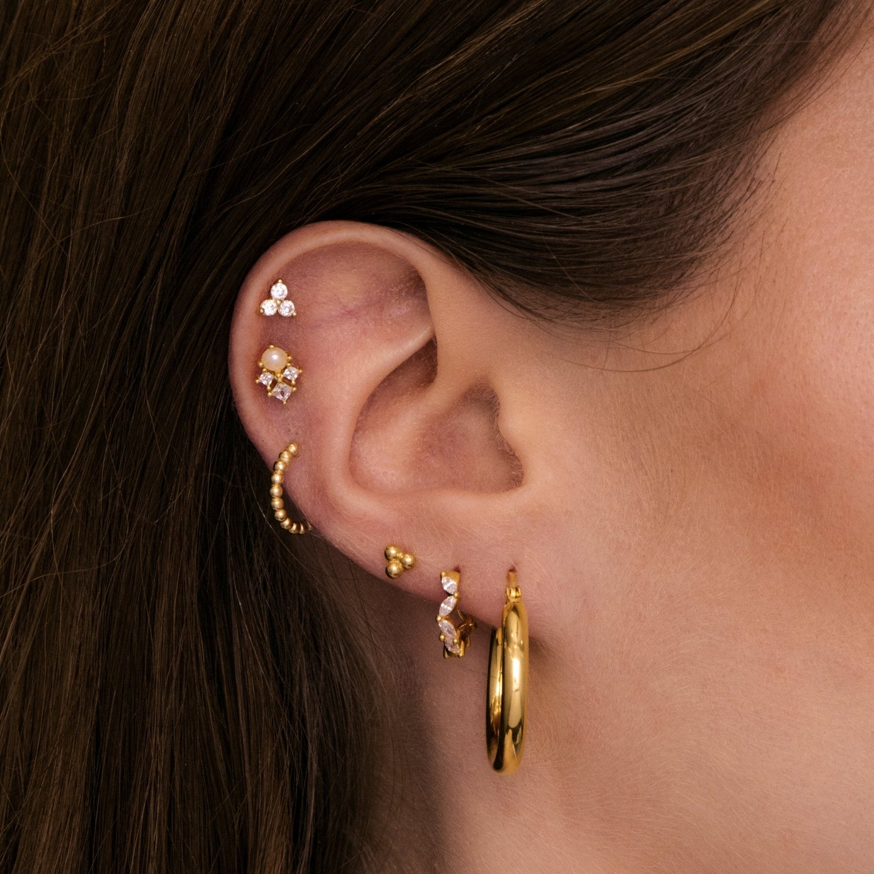 Marquise Sapphire Huggie Earrings