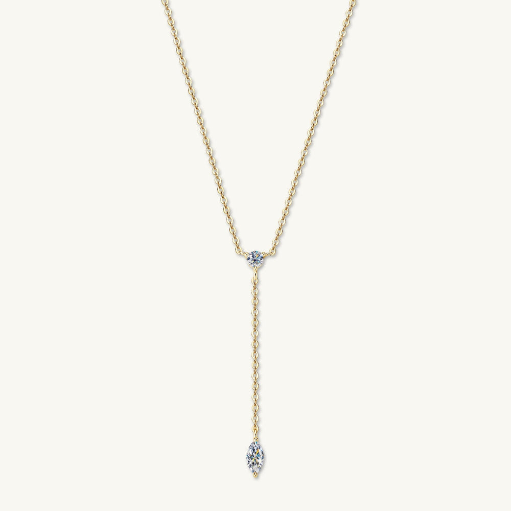 Marquise Y Drop Moissanite Long Necklace