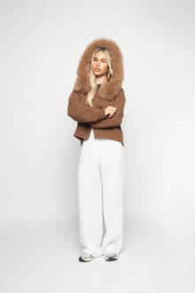 Janelle Women's Jacket – Elegant Wool Jacket with Fur-Lined Hood