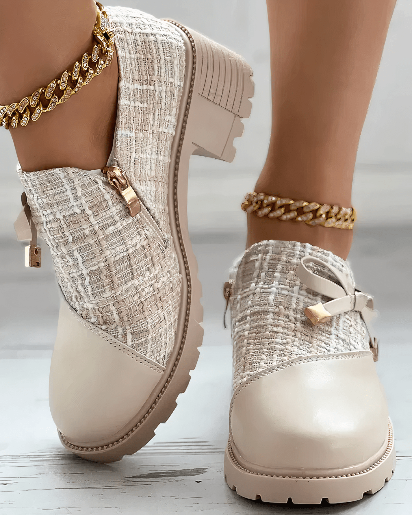 Chandni Block Heel Moccasins for Women – Elegant Rounded Toe & Padded Insole for Optimal Comfort