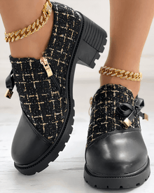 Chandni Block Heel Moccasins for Women – Elegant Rounded Toe & Padded Insole for Optimal Comfort
