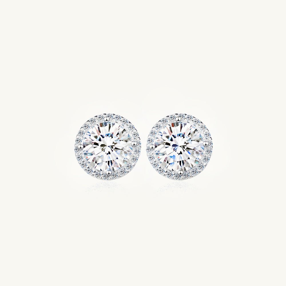 Moissanite Halo Stud Earrings 0.5 Carat