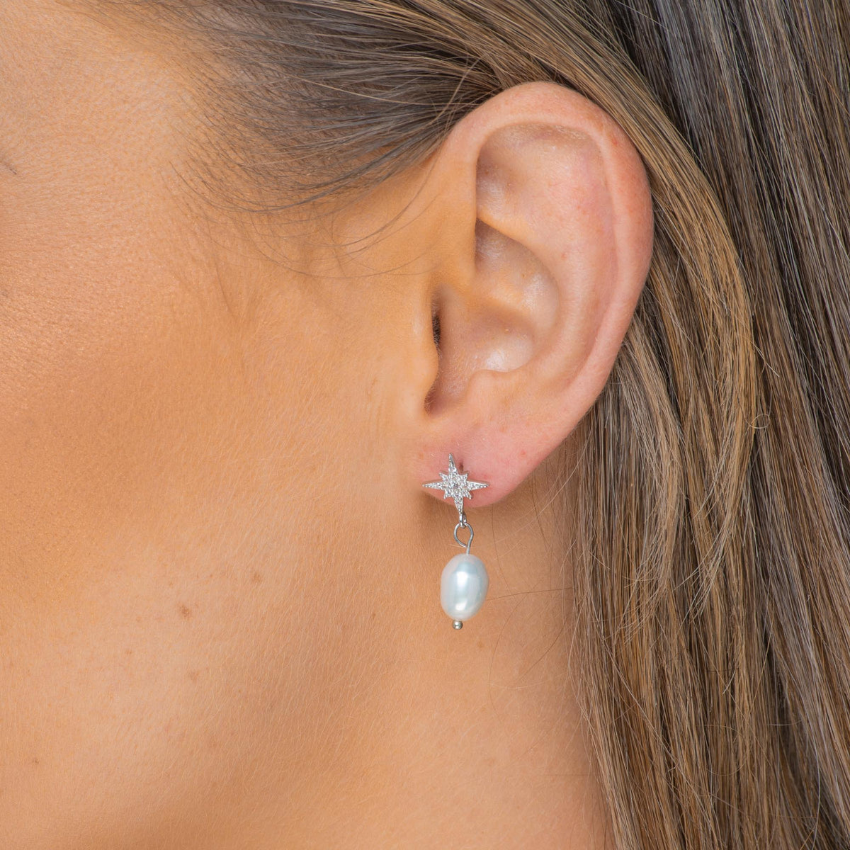 Moon & Stars Mismatch Pearl Earrings