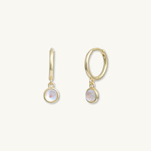 Moonstone Circle Dangle Huggie Earrings