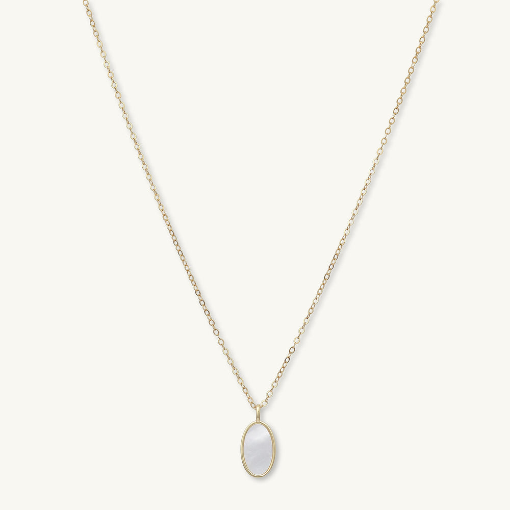 Mother Of Pearl Oval Medallion Necklace