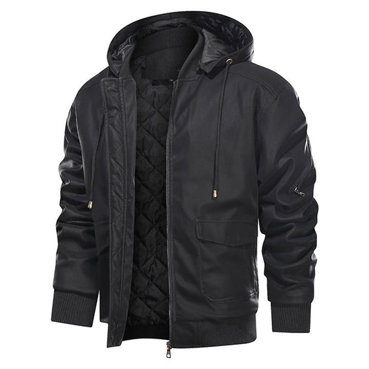 Leonardo Moretti | Hooded Leather Jacket For Men