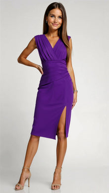 Kylie Wrap Dress Woman – Elegant Evening Dress with Crossed Cut & Flowing Fabric