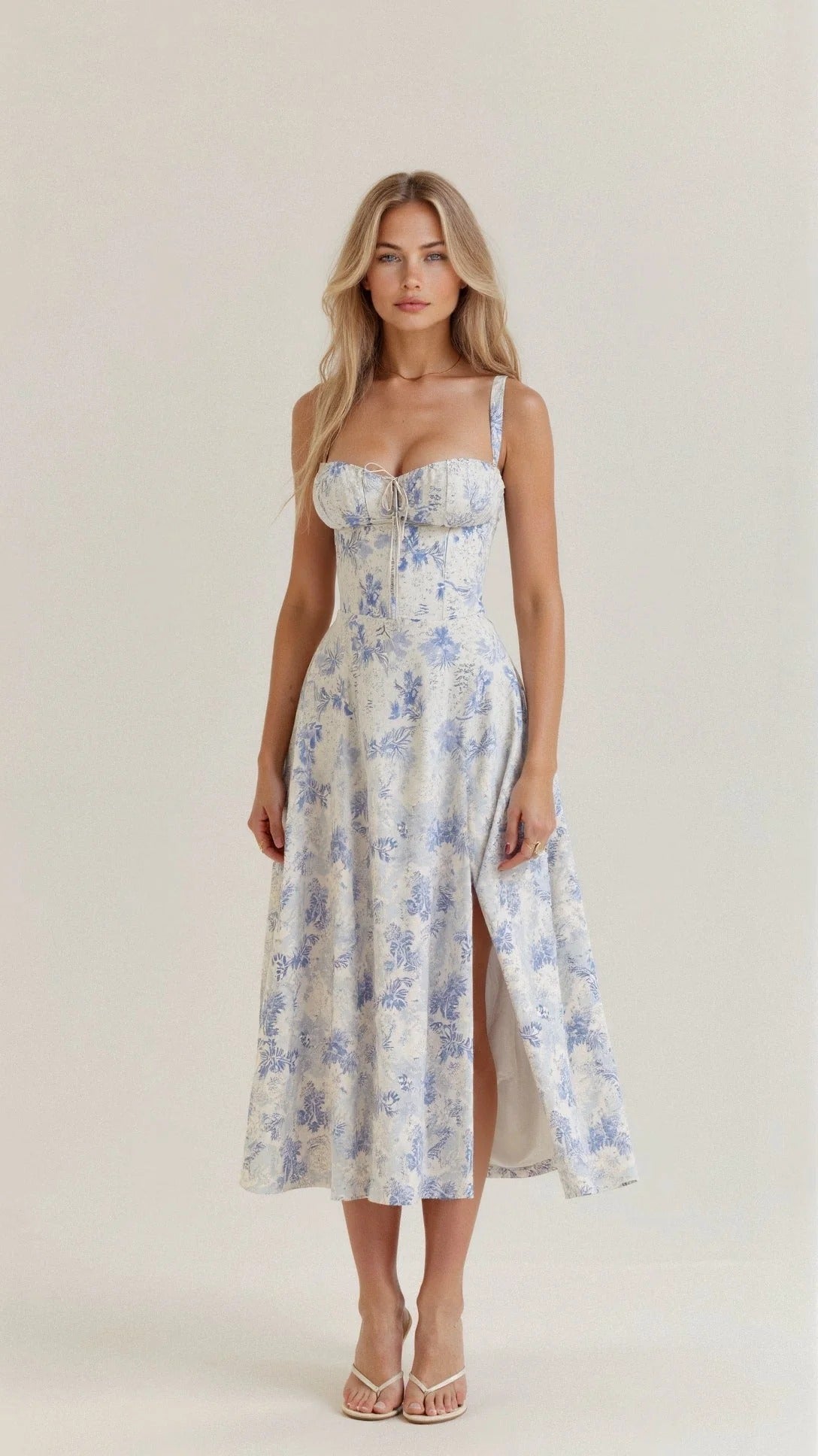 Isabella Long Dress Woman – Bustier Dress with Lace-up Back, Heart Neckline & Slit Skirt with Pockets