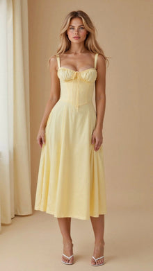 Isabella Long Dress Woman – Bustier Dress with Lace-up Back, Heart Neckline & Slit Skirt with Pockets