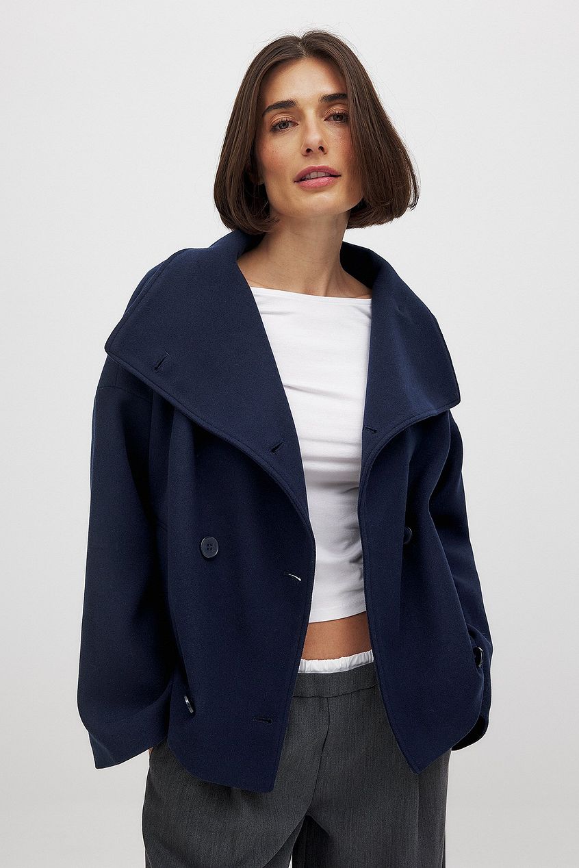Zhane Women's Coat in Wool Blend – Warm Oversized Double-Breasted Jacket with Elegant Structured Cut