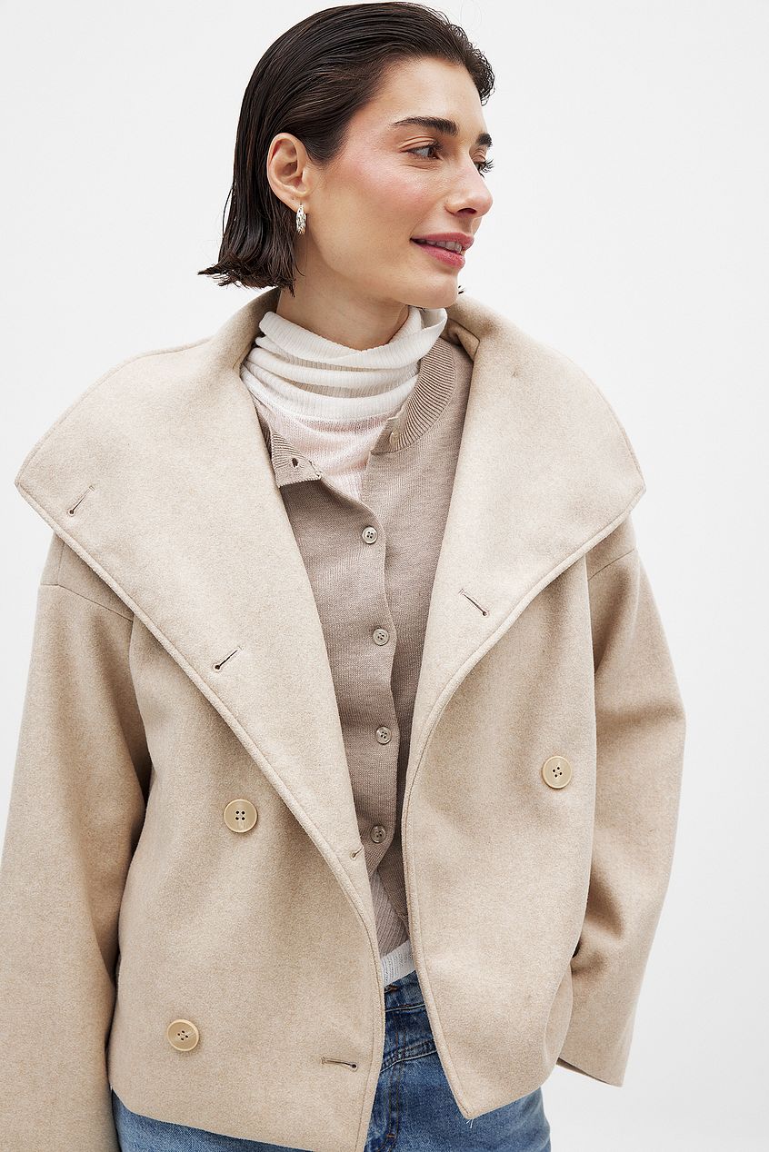Zhane Women's Coat in Wool Blend – Warm Oversized Double-Breasted Jacket with Elegant Structured Cut