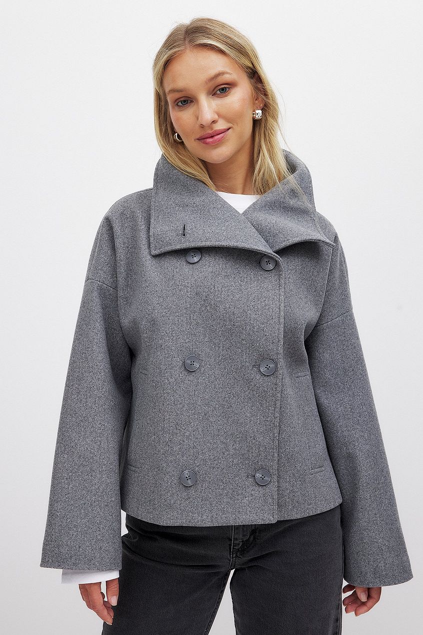 Zhane Women's Coat in Wool Blend – Warm Oversized Double-Breasted Jacket with Elegant Structured Cut