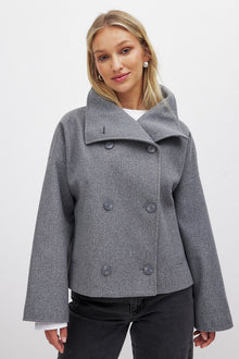 Zhane Women's Coat in Wool Blend – Warm Oversized Double-Breasted Jacket with Elegant Structured Cut