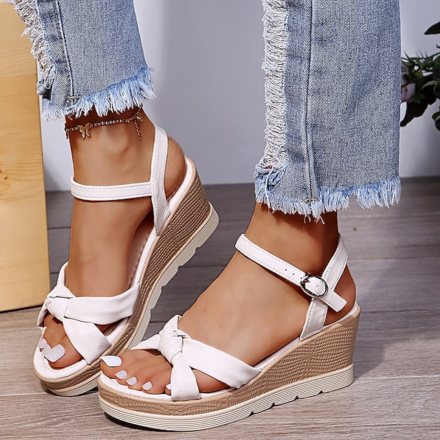 Matilda Wedge Sandals Women – Elegant Cross-Strap Sandals & Comfortable Heel