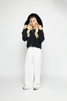 Janelle Women's Jacket – Elegant Wool Jacket with Fur-Lined Hood