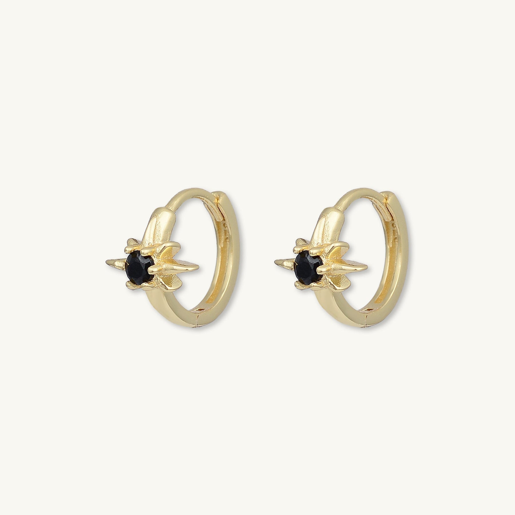 North Star Black Huggie Earrings
