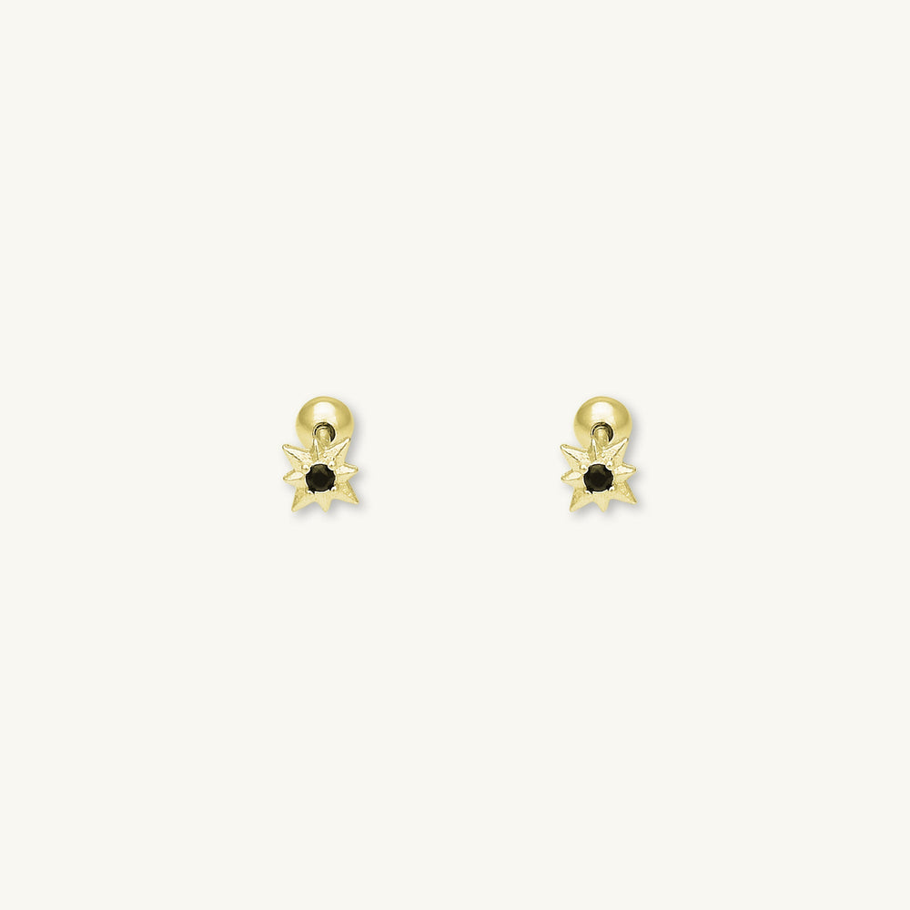 North Star Black Sapphire Barbell Stud Cartilage Earrings