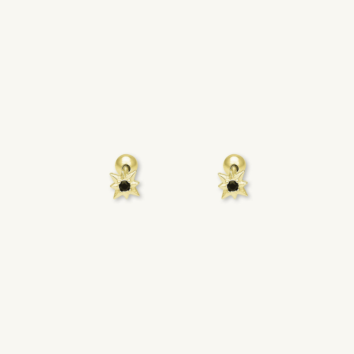 North Star Black Sapphire Barbell Stud Cartilage Earrings