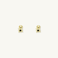 North Star Black Sapphire Barbell Stud Cartilage Earrings