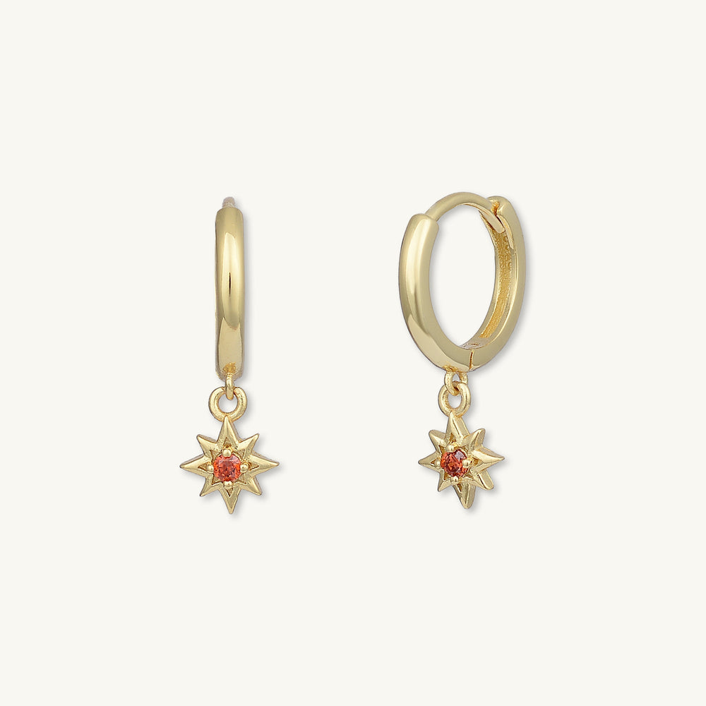 North Star Garnet Huggie Earrings