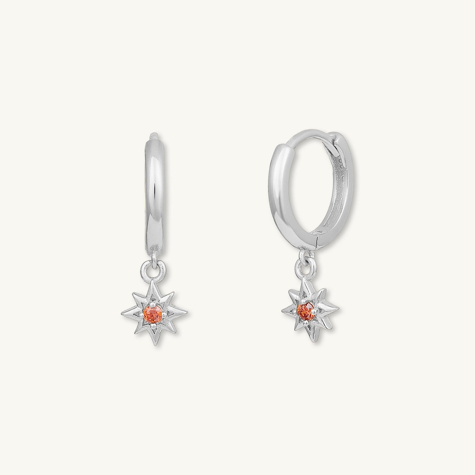 North Star Garnet Huggie Earrings