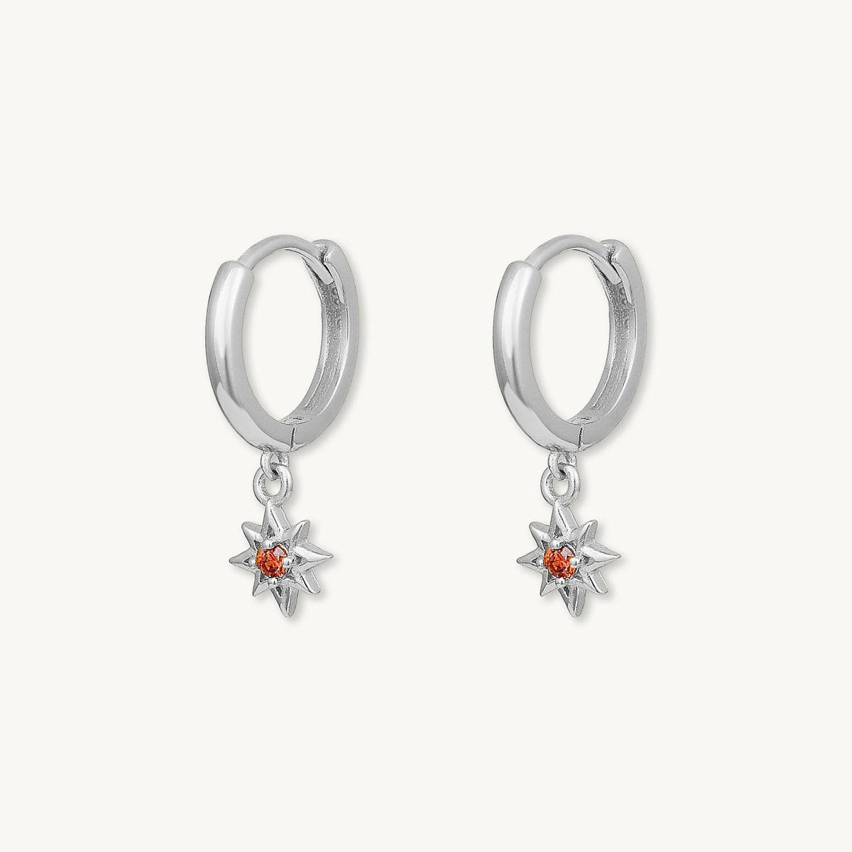 North Star Garnet Huggie Earrings