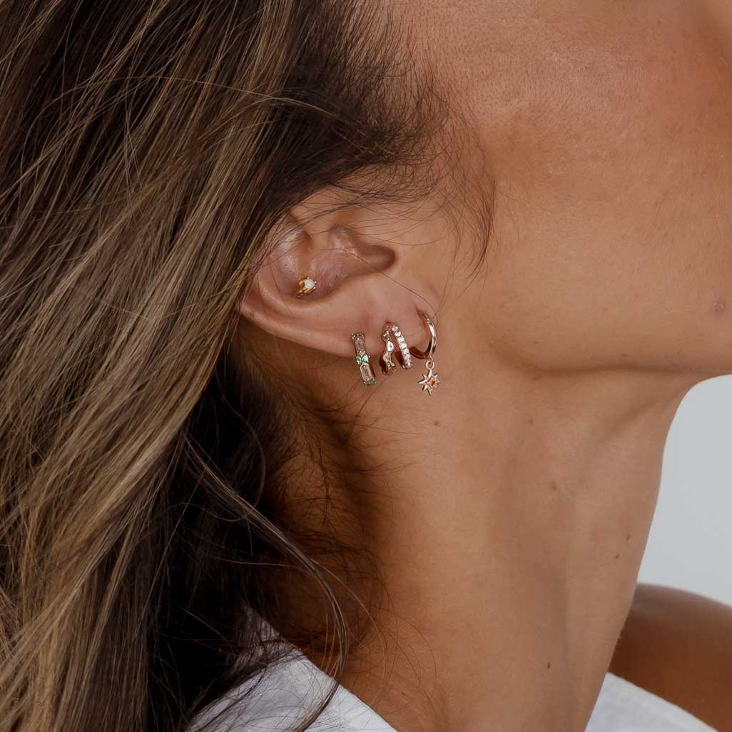 North Star Garnet Huggie Earrings