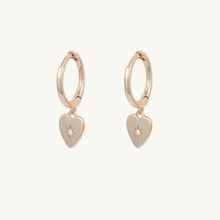 North Star Heart Huggie Hoop Earrings