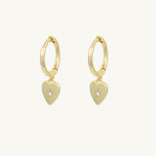North Star Heart Huggie Hoop Earrings