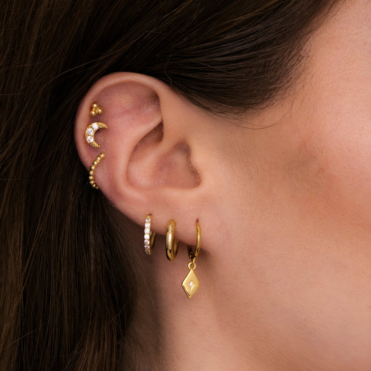 North Star Huggie Hoop Earrings