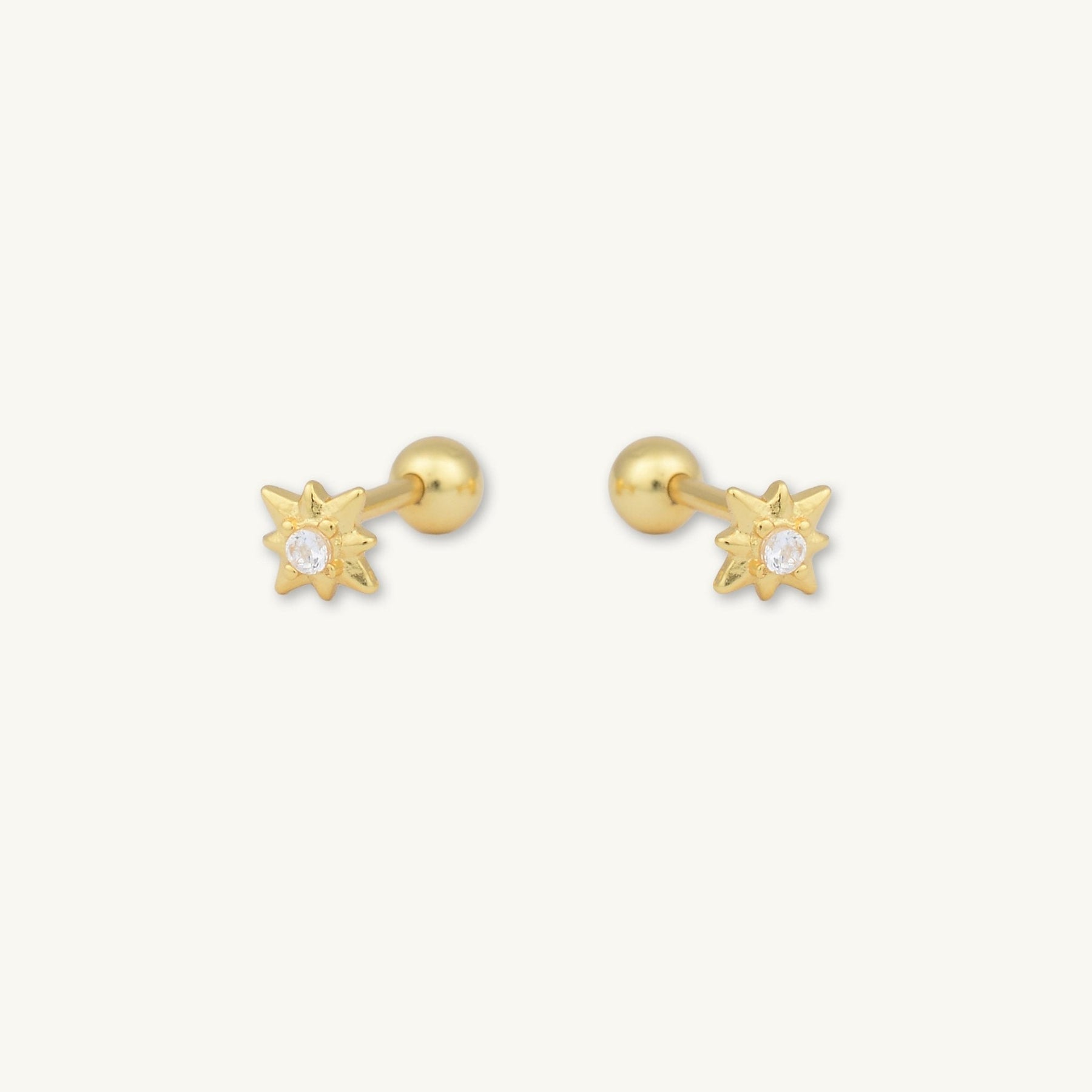 North Star Sapphire Barbell Stud Cartilage Earrings