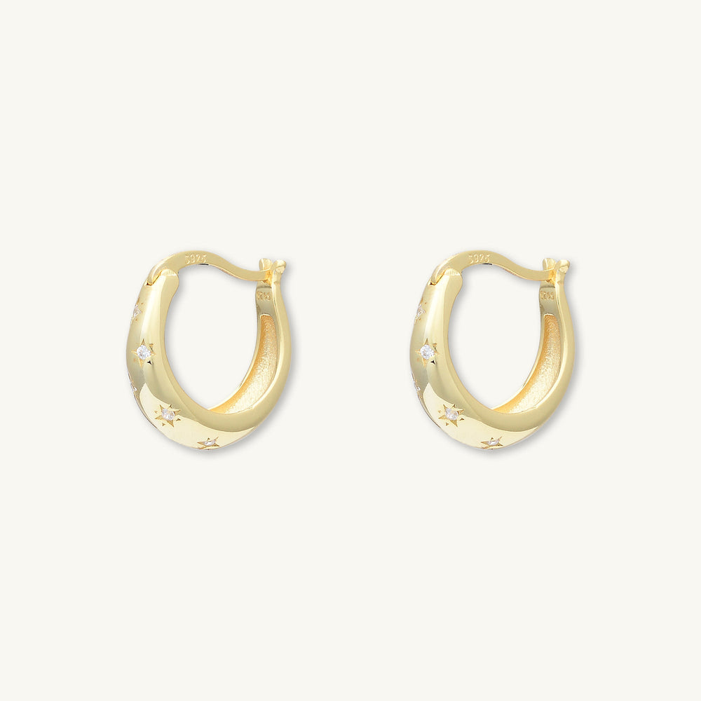 North Star Thick Sapphire Huggie Earrings