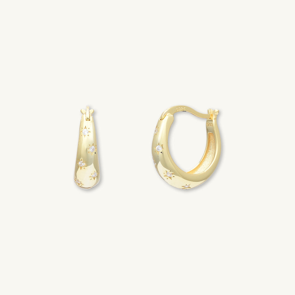 North Star Thick Sapphire Huggie Earrings