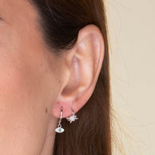 North Star Zirconia Ripple Huggie Earrings